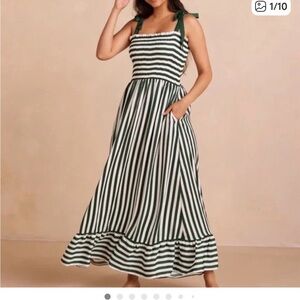 Summersalt Forest Green and White Maxi Dress